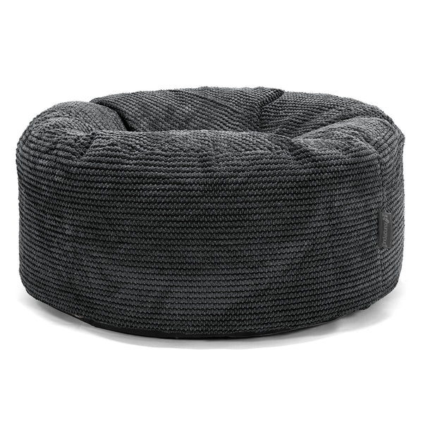 Pouf Design Rond - Pompon Noir 01