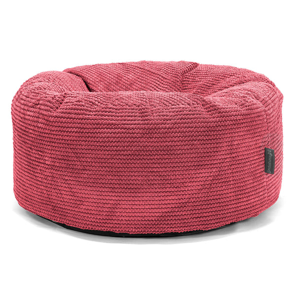 Pouf Design Rond - Pompon Rouge pastel 01