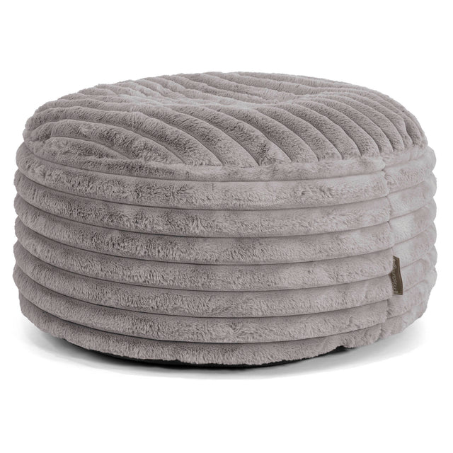 Pouf Design Rond - Velours Côtelé Ultra Pelucheux Gris 01