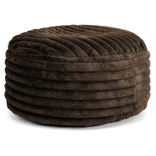 Pouf Design Rond - Velours Côtelé Ultra Pelucheux Marron Meuse 01