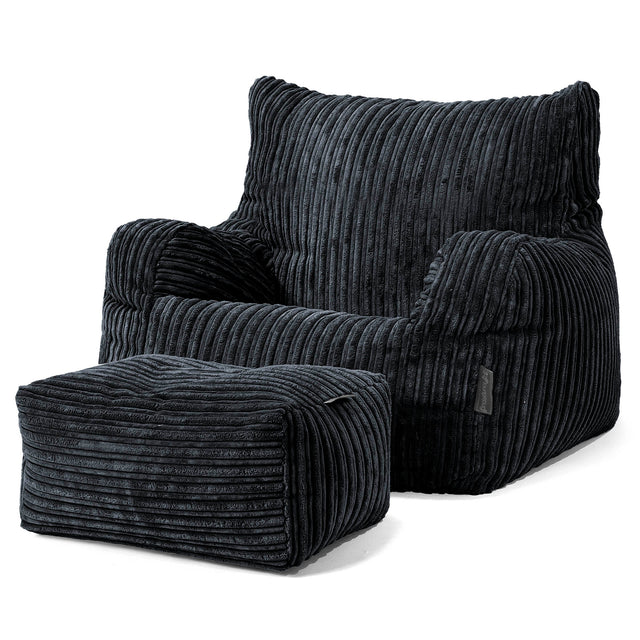 Pouf Fauteuil Design - Côtelé Noir 02