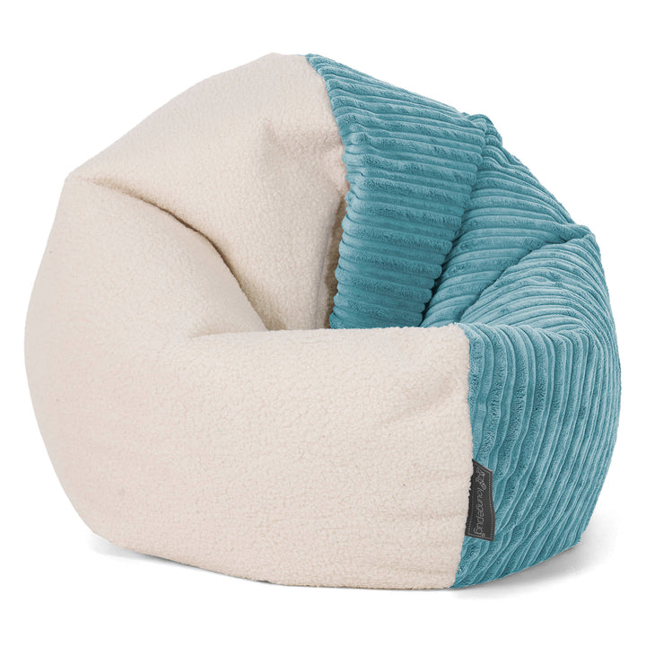 Flexforma Pouf Rond pour Tout-Petit 1-3 ans - Bouclé & Côtelé Mer Égée 02