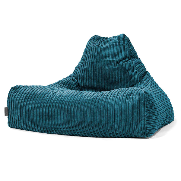 Pouf Fauteuil Relax - Côtelé Bleu Canard 01
