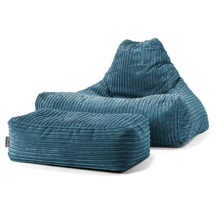 Pouf Fauteuil Relax - Côtelé Bleu Marine 02