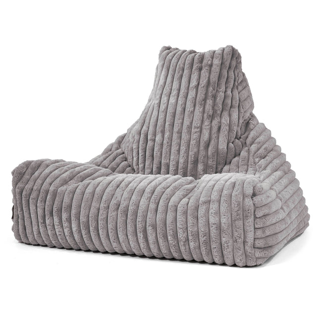 Pouf Fauteuil Relax - Velours Côtelé Ultra Pelucheux Gris 01
