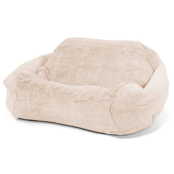 Pouf Fauteuil Sabine - Fausse Fourrure Lapin Blanc 01