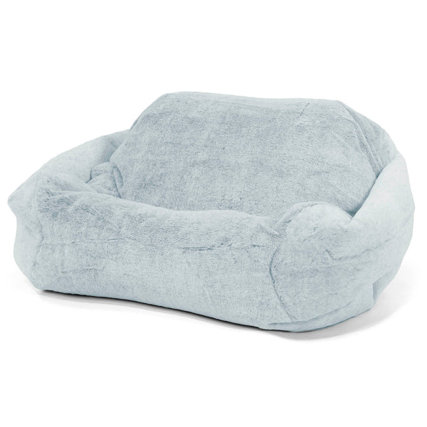 Pouf Fauteuil Sabine - Fausse Fourrure Lapin Bleu Pastel 01