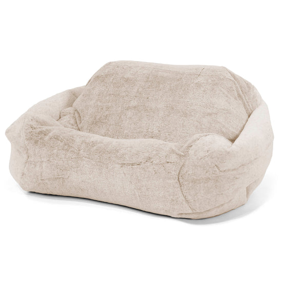 Pouf Fauteuil Sabine - Fausse Fourrure Lapin Brun Doré 01