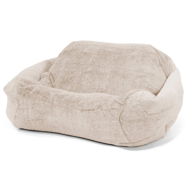 Pouf Fauteuil Sabine - Fausse Fourrure Lapin Brun Doré 01