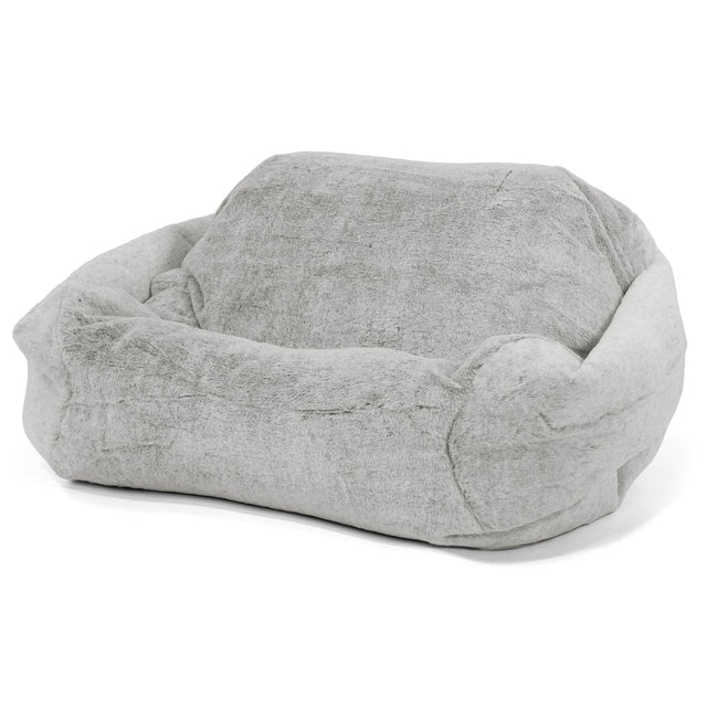 Pouf Fauteuil Sabine - Fausse Fourrure Lapin Gris clair 01