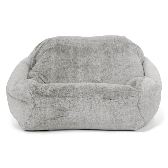 Pouf Fauteuil Sabine - Fausse Fourrure Lapin Gris clair 02