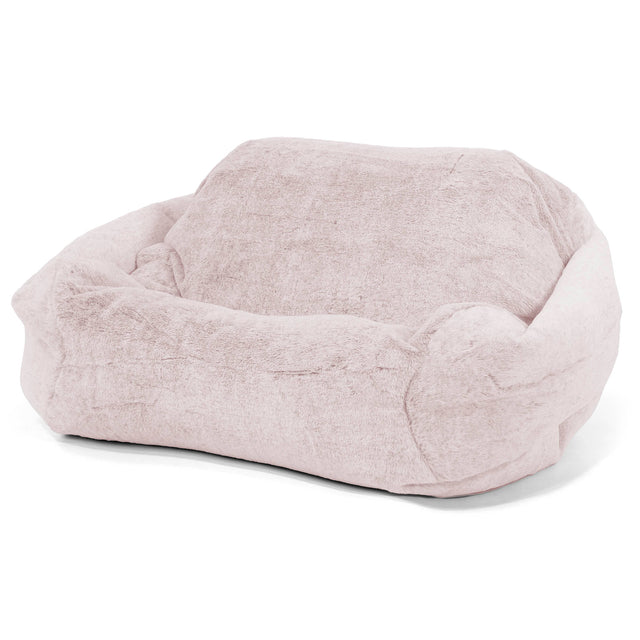 Pouf Fauteuil Sabine - Fausse Fourrure Lapin Rose Pastel 01