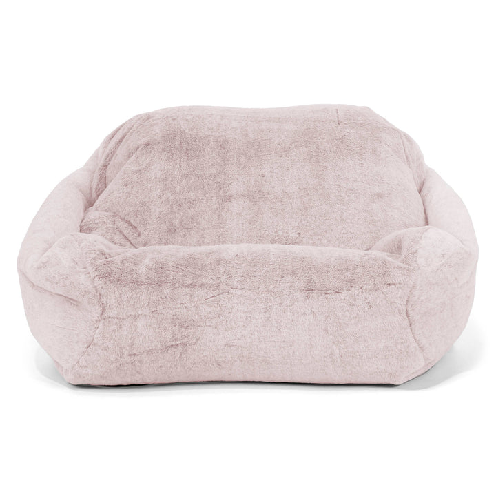 Pouf Fauteuil Sabine - Fausse Fourrure Lapin Rose Pastel 02