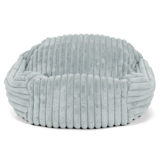Pouf Fauteuil Sabine - Velours Côtelé Ultra Pelucheux Bleu Dragé 02