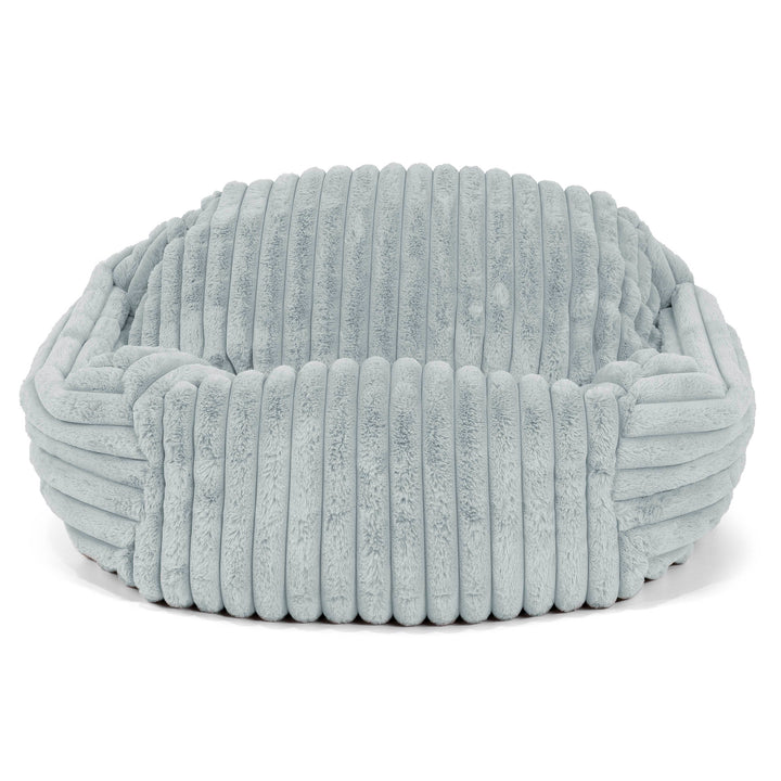 Pouf Fauteuil Sabine - Velours Côtelé Ultra Pelucheux Bleu Dragé 02