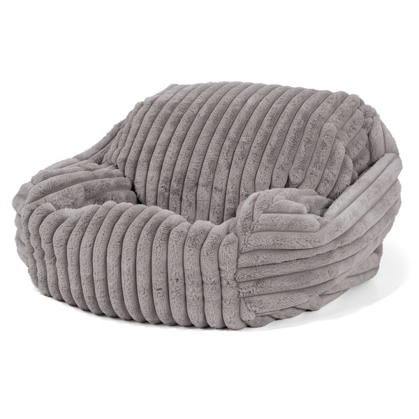 Pouf Fauteuil Sabine - Velours Côtelé Ultra Pelucheux Gris 01