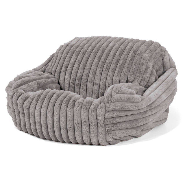 Pouf Fauteuil Sabine - Velours Côtelé Ultra Pelucheux Gris 01