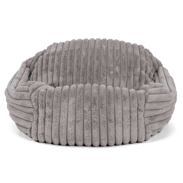 Pouf Fauteuil Sabine - Velours Côtelé Ultra Pelucheux Gris 02