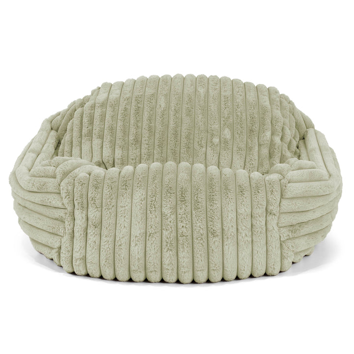 Pouf Fauteuil Sabine - Velours Côtelé Ultra Pelucheux Vert Sauge 02