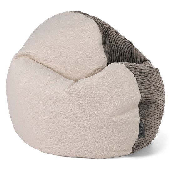 Flexforma Pouf Géant Rond pour Adulte - Bouclé & Côtelé Anthracite 02