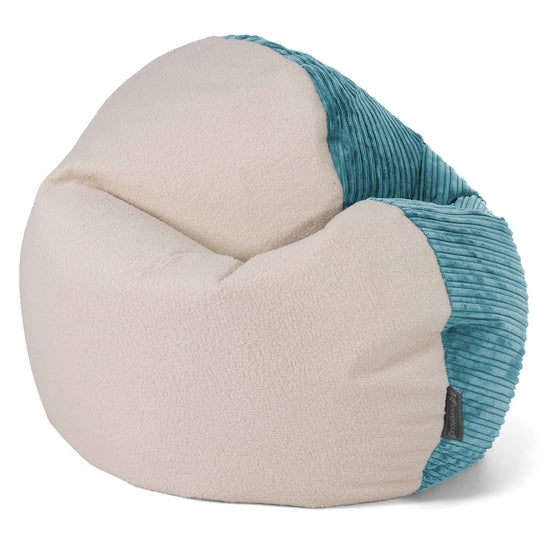 Flexforma Pouf Géant Rond pour Adulte - Bouclé & Côtelé Mer Égée 02