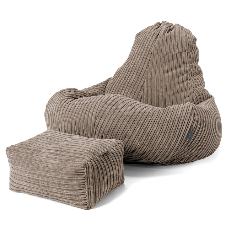 Pouf Gamer Ultra Lux - Côtelé Grège 02