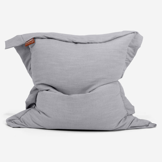 Pouf Géant XXL - Aspect Lin Argent 01