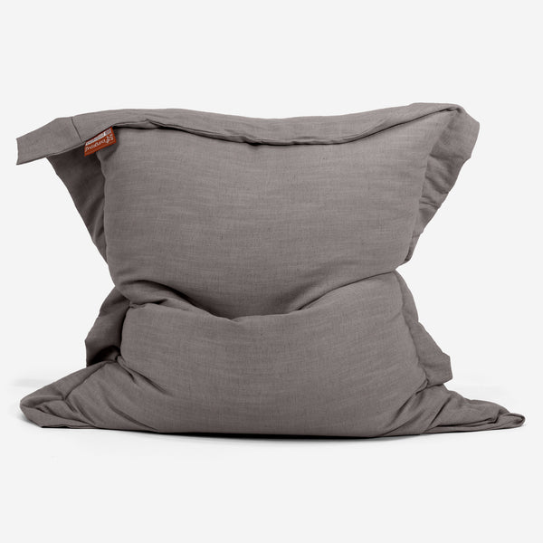 Pouf Géant XXL - Aspect Lin Gris Ardoise  01