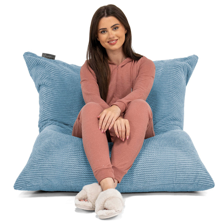 Pouf Géant XXL - Pompon Bleu Ciel 01