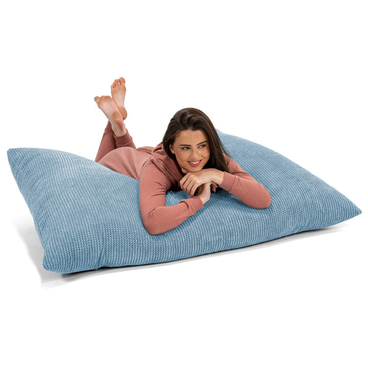 Pouf Géant XXL - Pompon Bleu Ciel 03