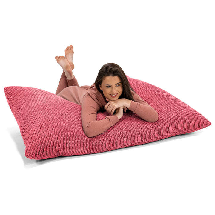 Pouf Géant XXL - Pompon Rouge pastel 03
