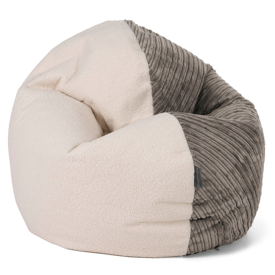 Flexforma Pouf Rond pour Enfant 2-14 ans - Bouclé & Côtelé Anthracite 02