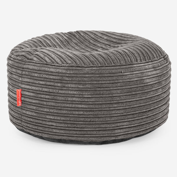 Pouf Ottoman avec Plateau - Côtelé Anthracite 01