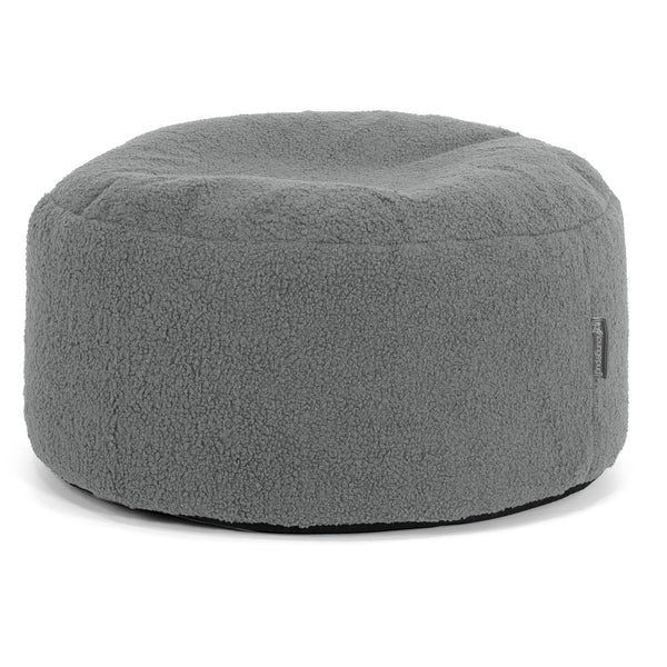 Pouf Ottoman avec Plateau - Bouclé Gris 01