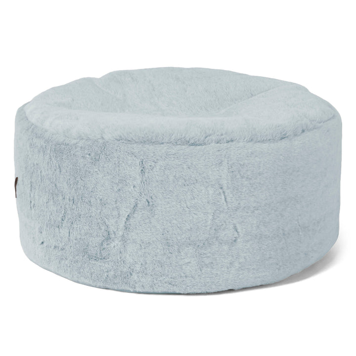 Pouf Ottoman avec Plateau - Fausse Fourrure Lapin Bleu Pastel 02