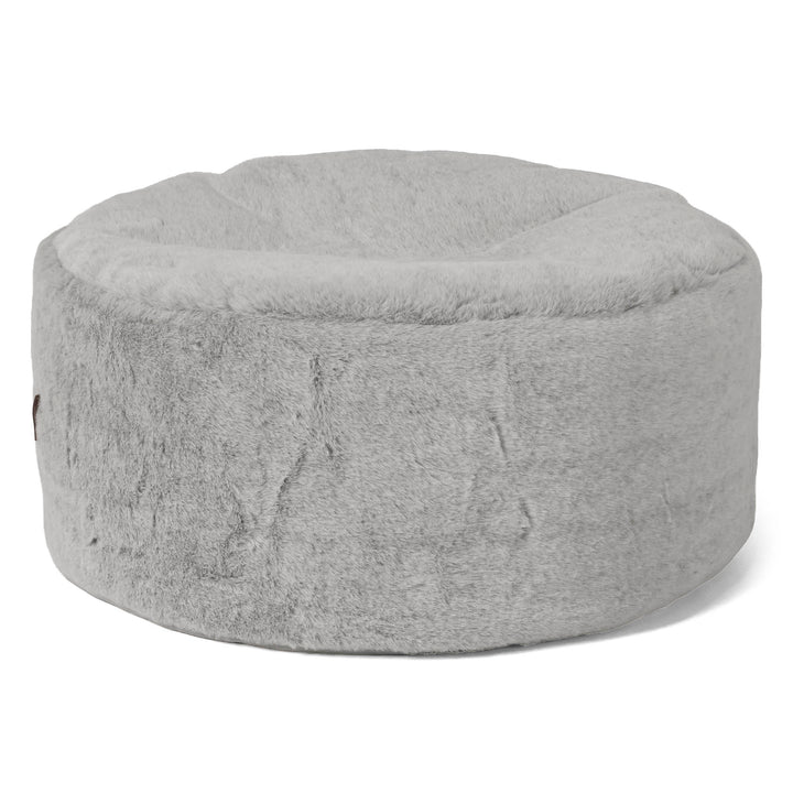 Pouf Ottoman avec Plateau - Fausse Fourrure Lapin Gris clair 02