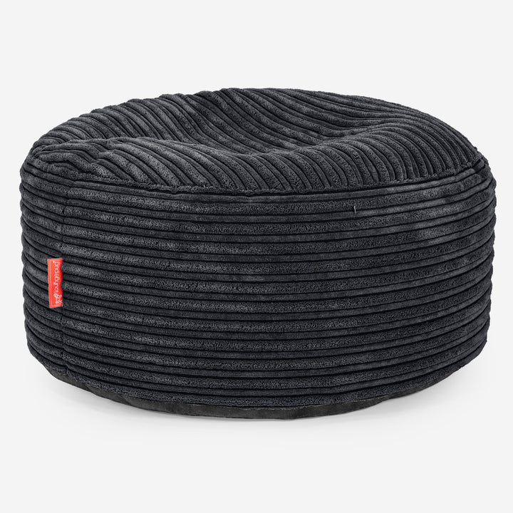 Pouf Ottoman avec Plateau - Côtelé Noir 02