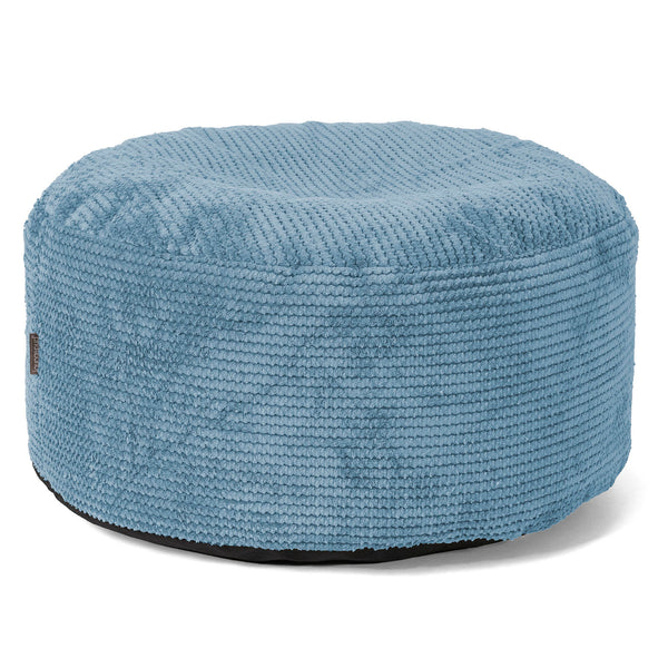 Pouf Ottoman avec Plateau - Pompon Bleu Ciel 01