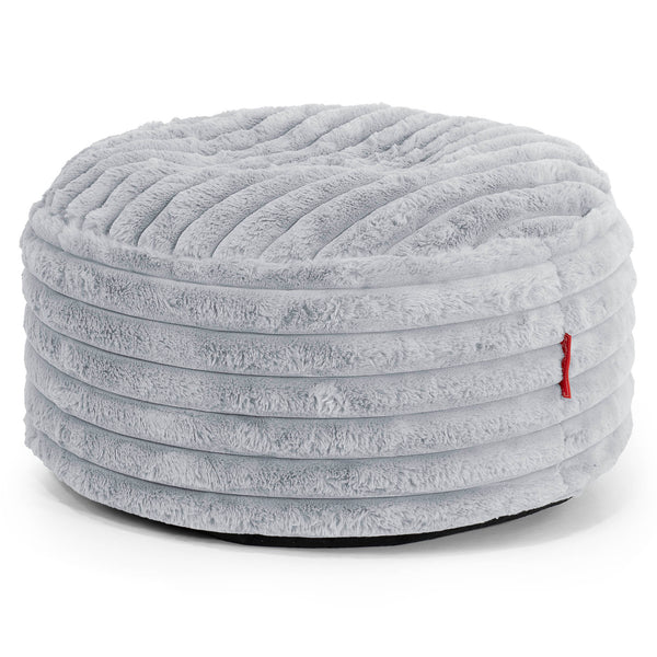 Pouf Ottoman avec Plateau - Velours Côtelé Ultra Pelucheux Bleu Dragé 01