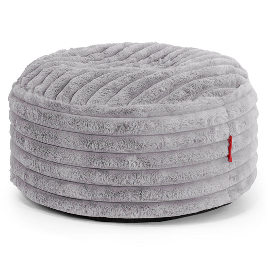 Pouf Ottoman avec Plateau - Velours Côtelé Ultra Pelucheux Gris 02