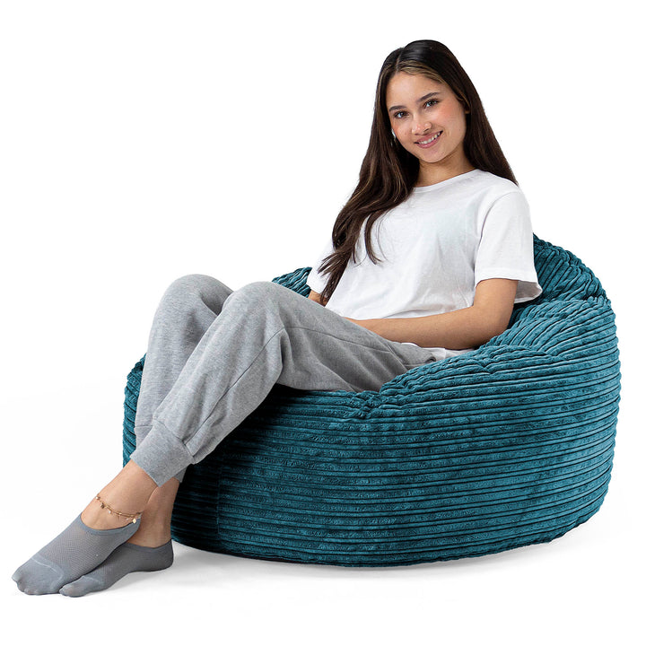 Pouf Poire, Archi - Côtelé Bleu Canard 02