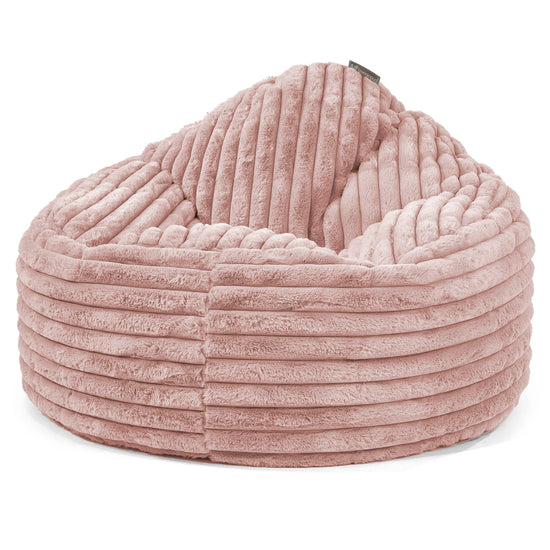 Pouf Poire Archi - Velours Côtelé Ultra Pelucheux Rose Pastel 01
