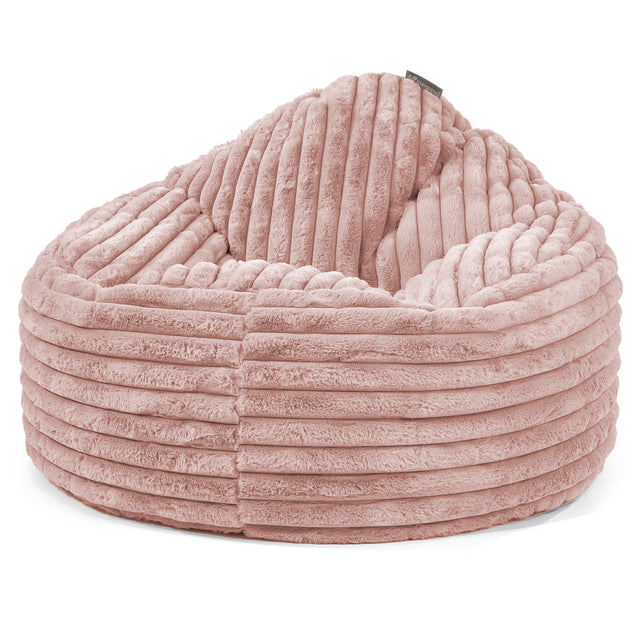 Pouf Poire Archi - Velours Côtelé Ultra Pelucheux Rose Pastel 01