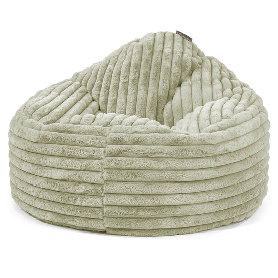 Pouf Poire Archi - Velours Côtelé Ultra Pelucheux Vert Sauge 01