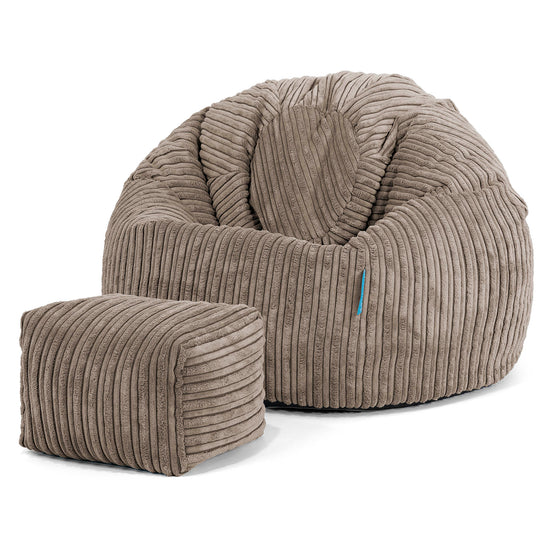 Pouf Poire Classique Enfant 1-5 ans - Côtelé Grège 02