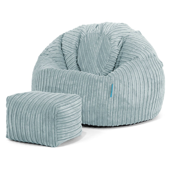 Pouf Poire Classique Enfant 1-5 ans - Côtelé Verte Menthe 02