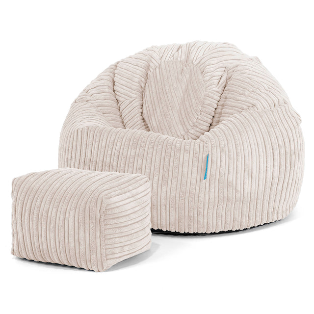 Pouf Poire Classique Enfant 1-5 ans - Côtelé Ivoire 02