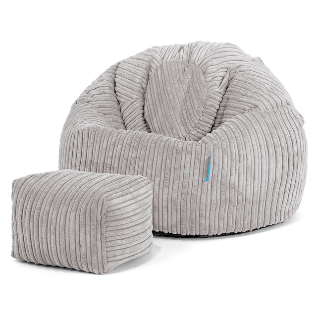 Pouf Poire Classique Enfant 1-5 ans - Côtelé Gris Argent 02