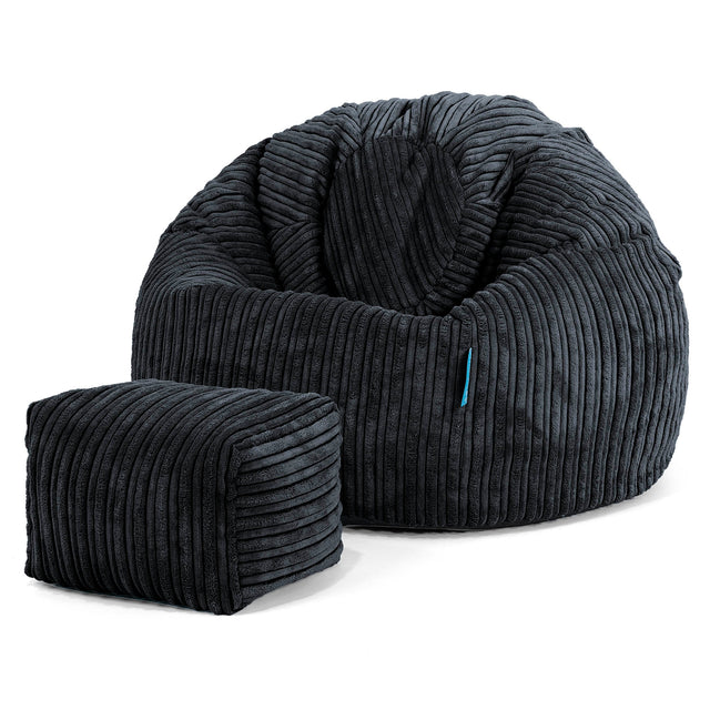 Pouf Poire Classique Enfant 1-5 ans - Côtelé Noir 02
