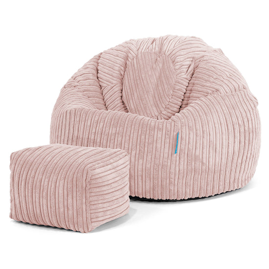 Pouf Poire Classique Enfant 1-5 ans - Côtelé Rose 02